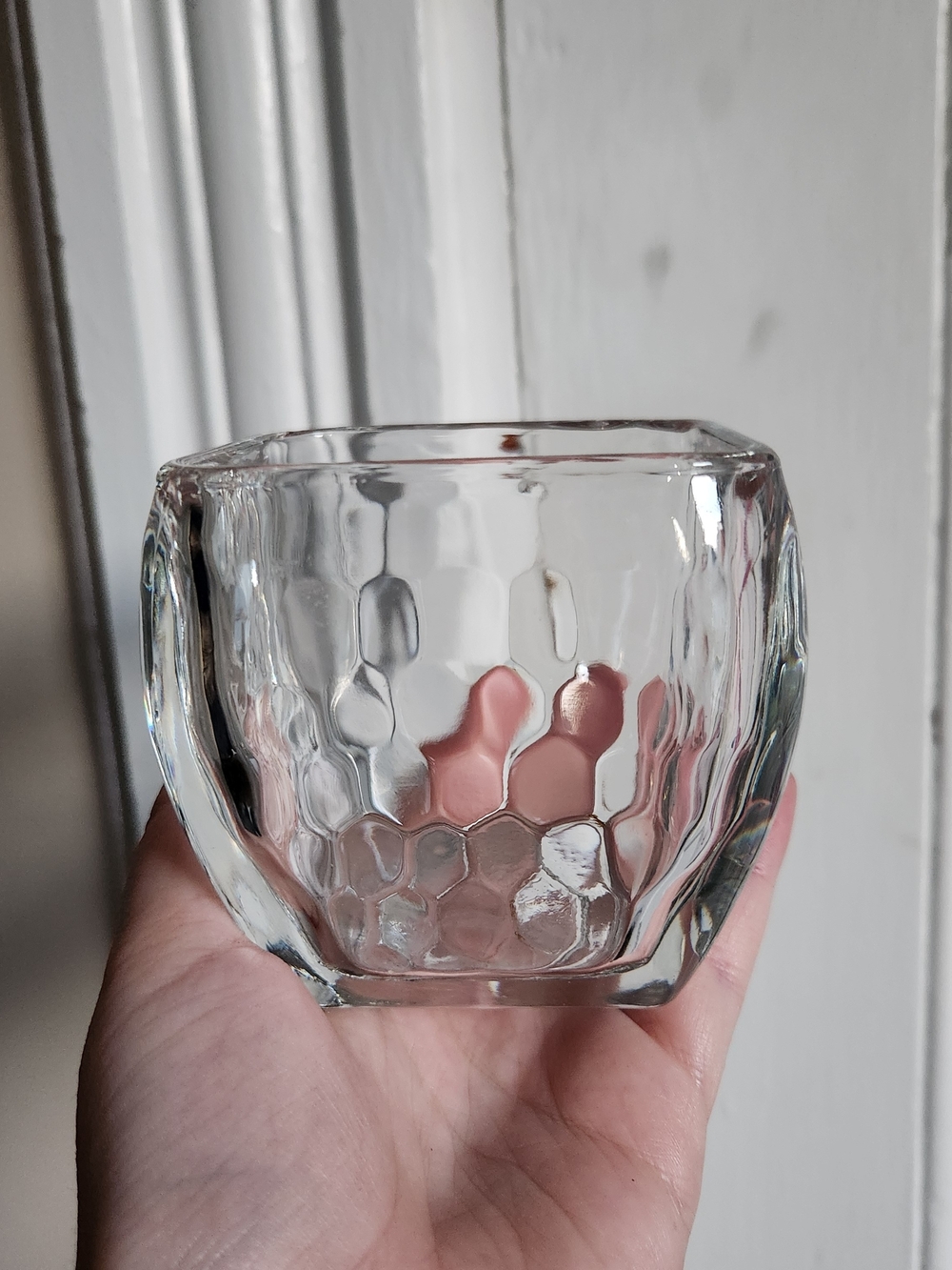 Vintage Partylite Square Glass Candle Holder Clear